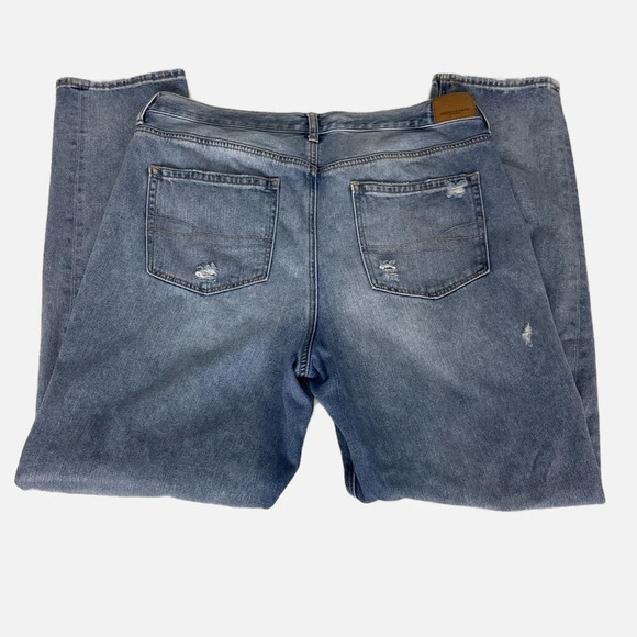 American Eagle Women’s Mom Jeans Hi Rise Straight Destroyed Faded Size 14 X-long - Picture 5 of 14